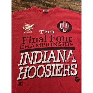 Vtg 90s Indiana Hoosers Shirt XL Starters Single Stitch Red NCAA